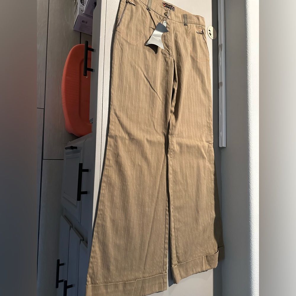 Elegant Wide Leg Tan Women's Pants